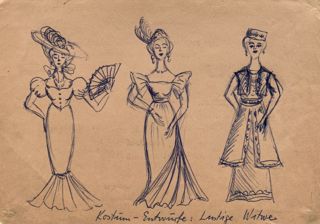 Kostümskizzen für “Lustige Witwe” von Franz Lehar