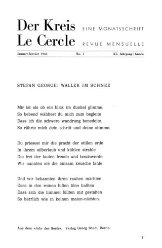Gedicht von Stefan George, in: Der Kreis Nummer 1