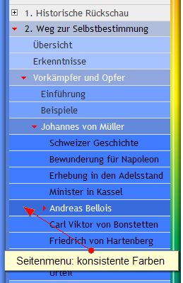Seitenmenu: neue Farben